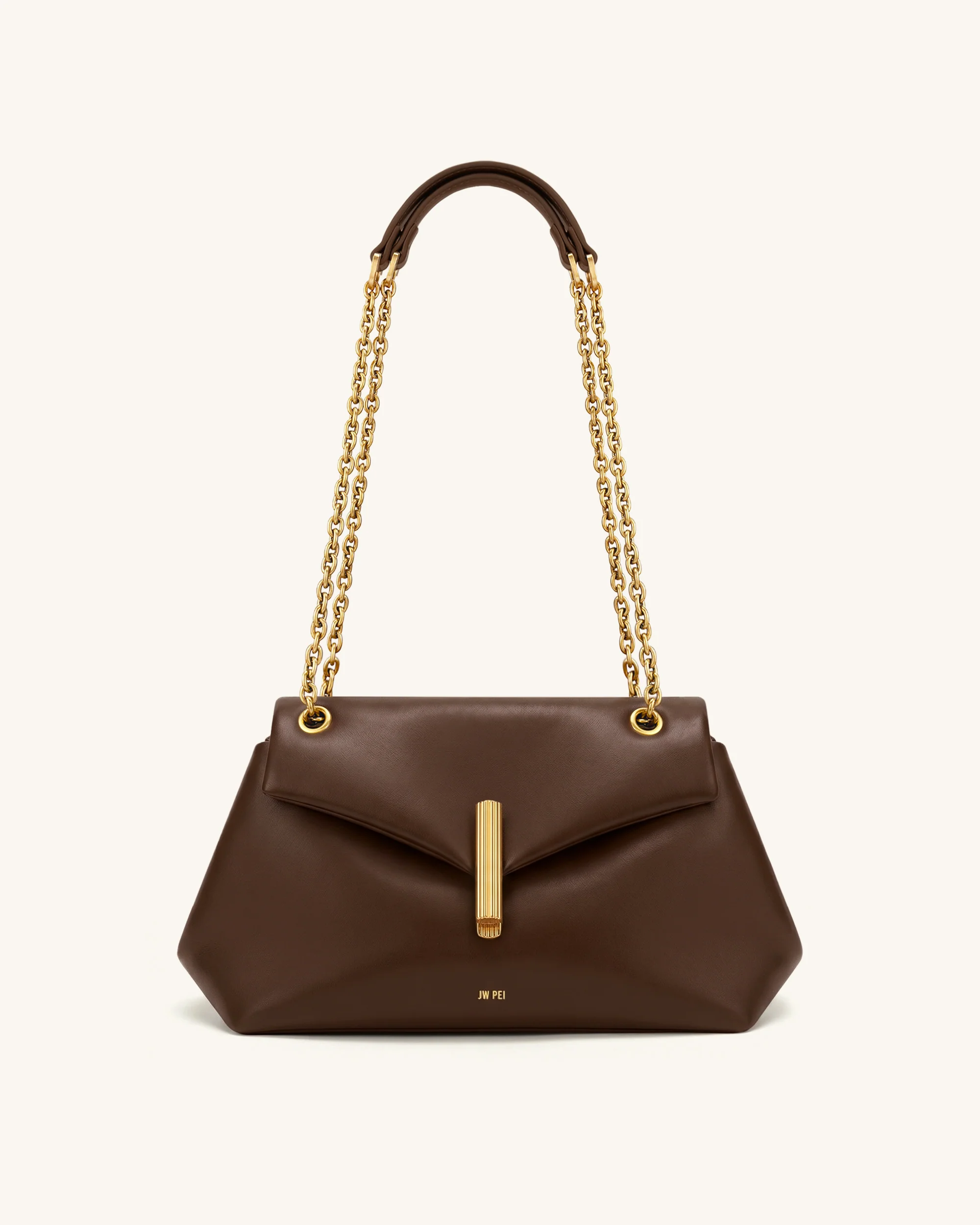Valerie Chain Flap Shoulder Bag - Dark Brown