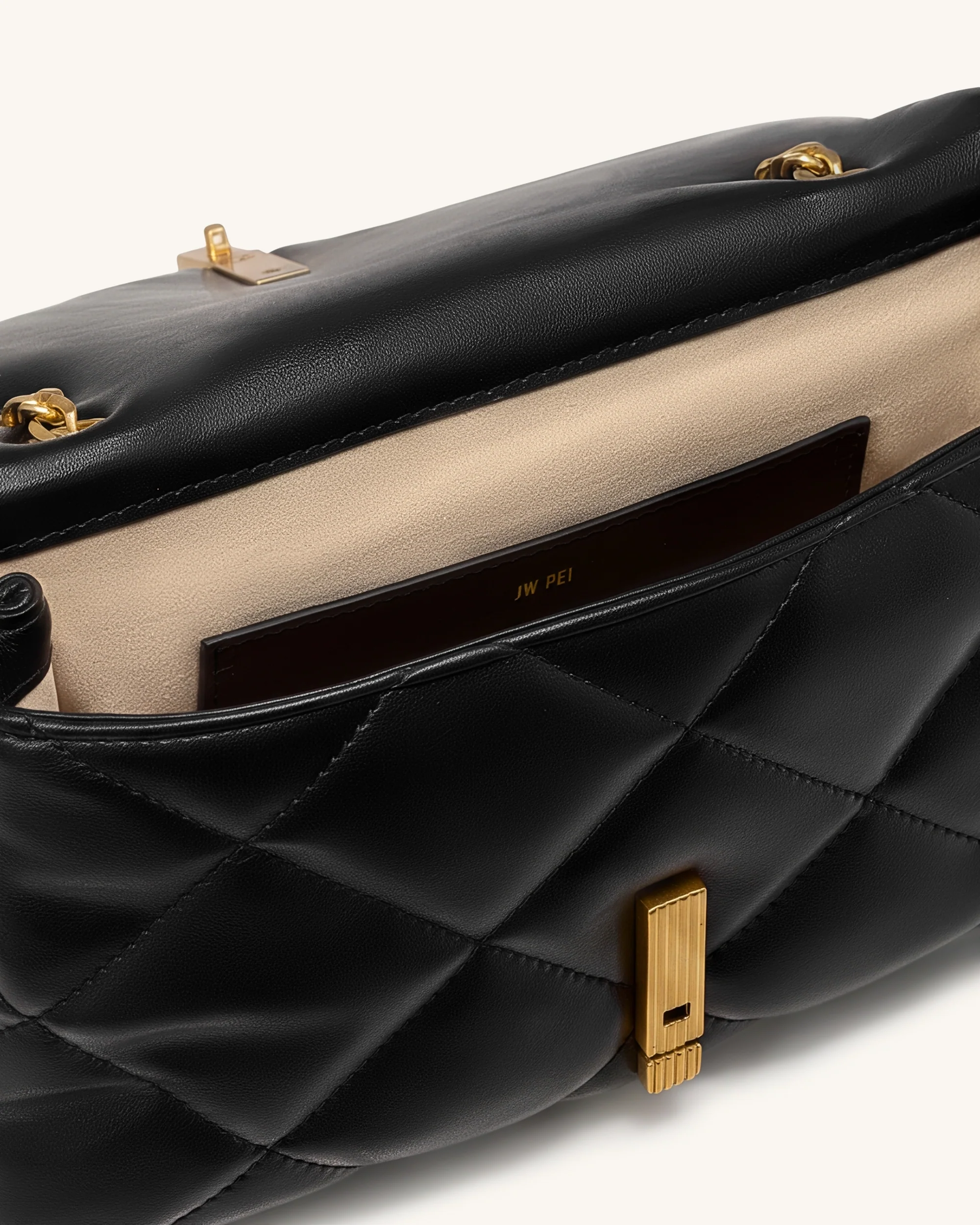 Valerie Puffy Bar-Lock Shoulder Bag - Black - Image 4