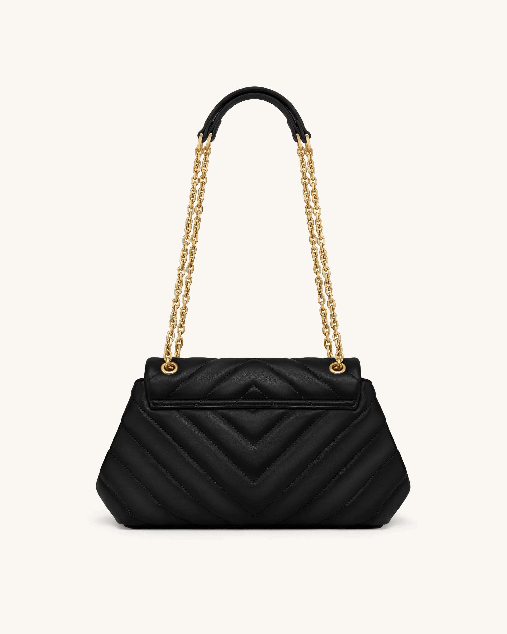 Valerie Quilted Chain Flap Shoulder Bag - Black - Image 3