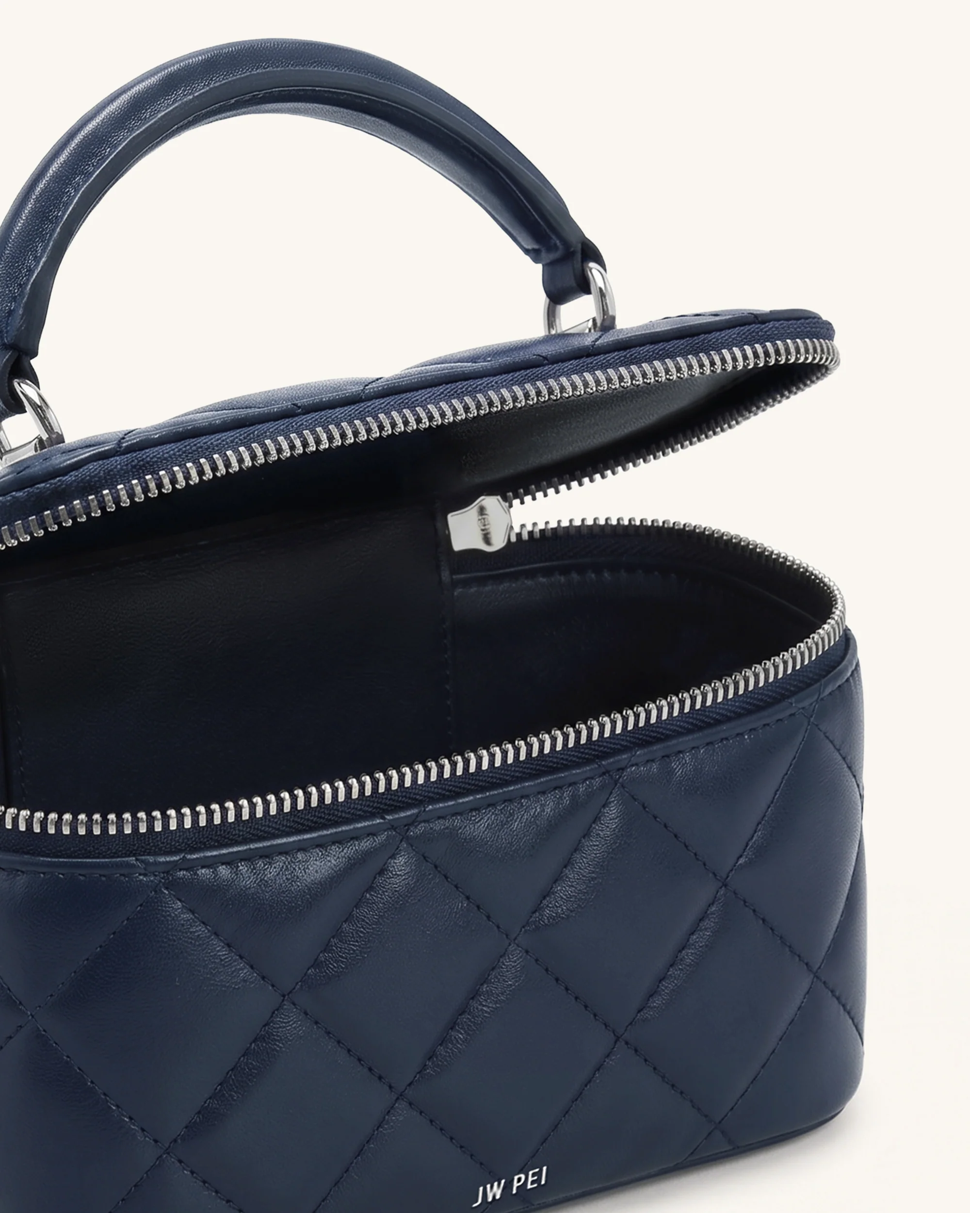 Vivienne Quilted Vanity Top Handle Bag - Navy - Image 4