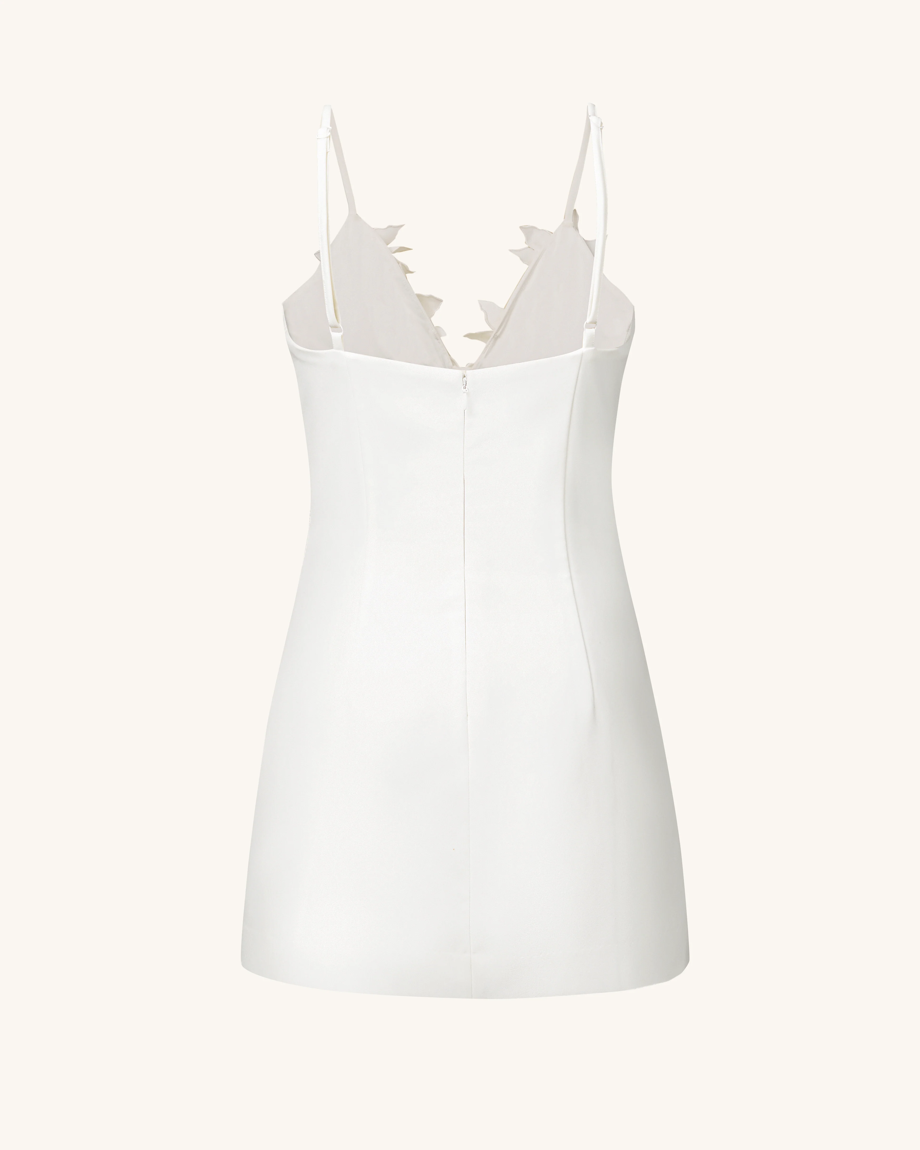 Yuliya White Floral Embellishment V-neckline Mini Dress - White - Image 4