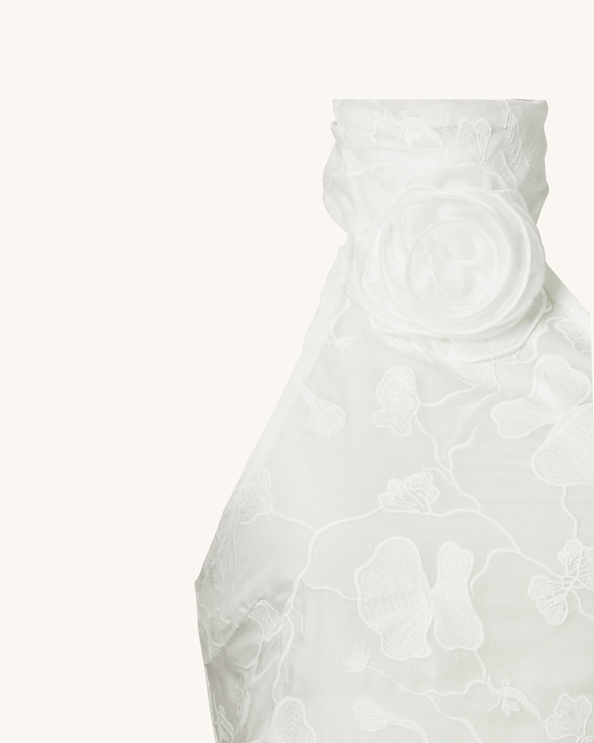 Uliana White Floral Lace Halterneck Maxi Dress - White - Image 7