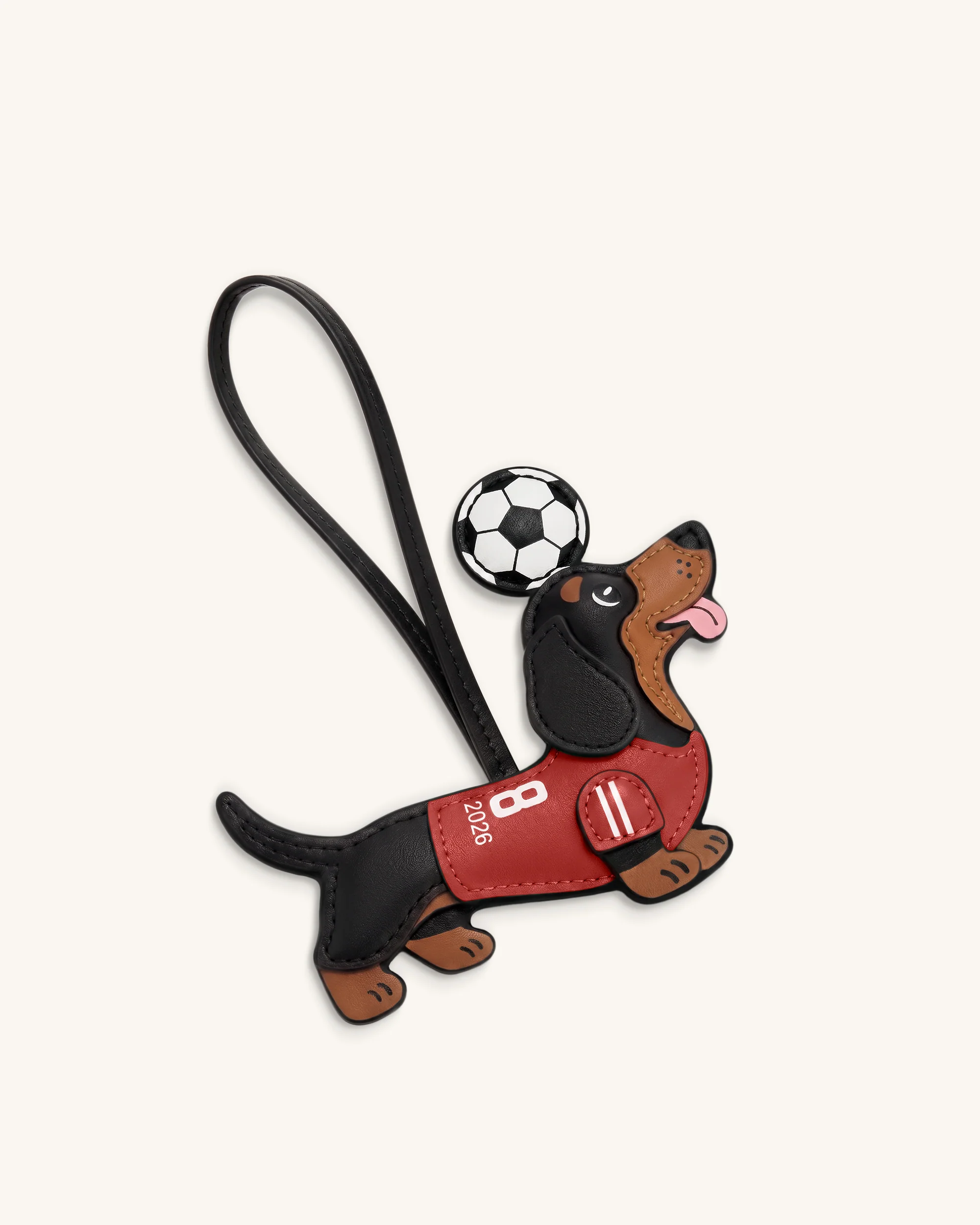 World Cup Dachshund Soccer Jersey Bag Charm - Red - Image 3