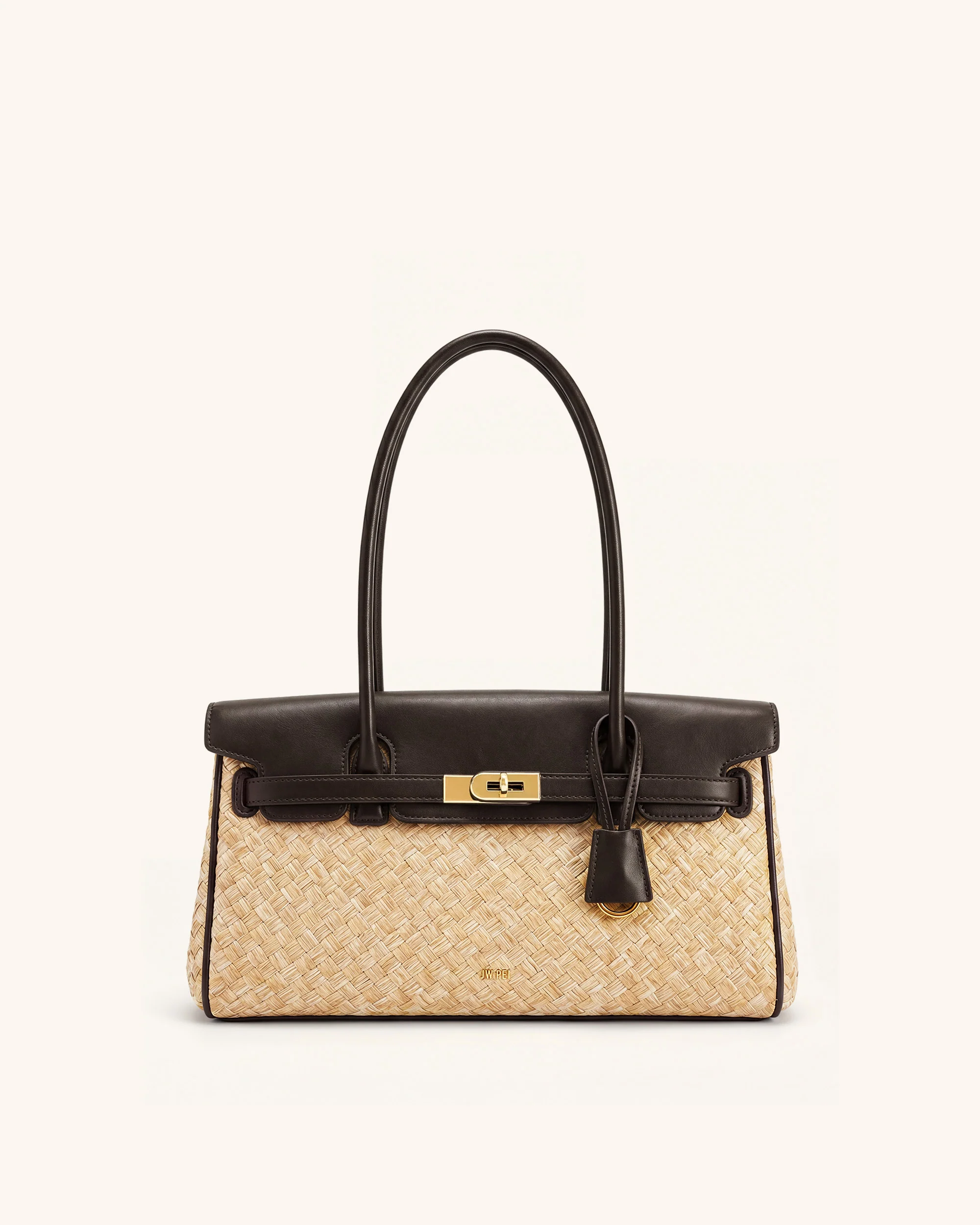 Yara Faux Straw Shoulder Bag - Brown