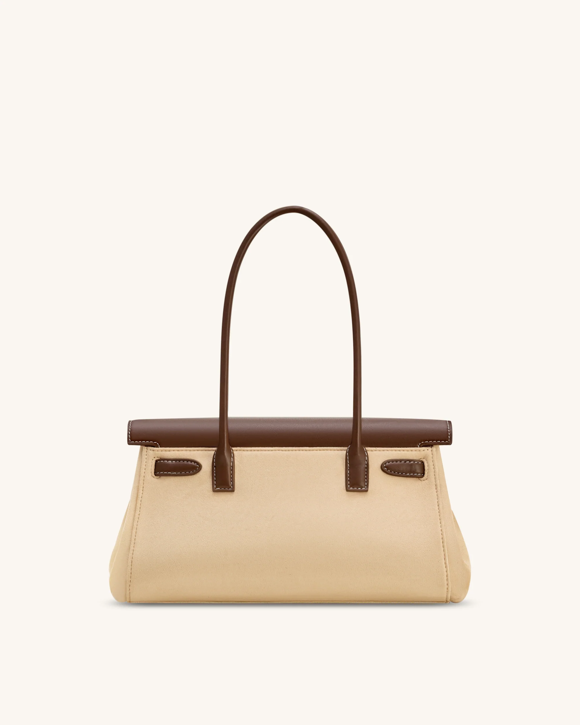 Yara Faux Suede Shoulder Bag - Dark Brown - Image 3