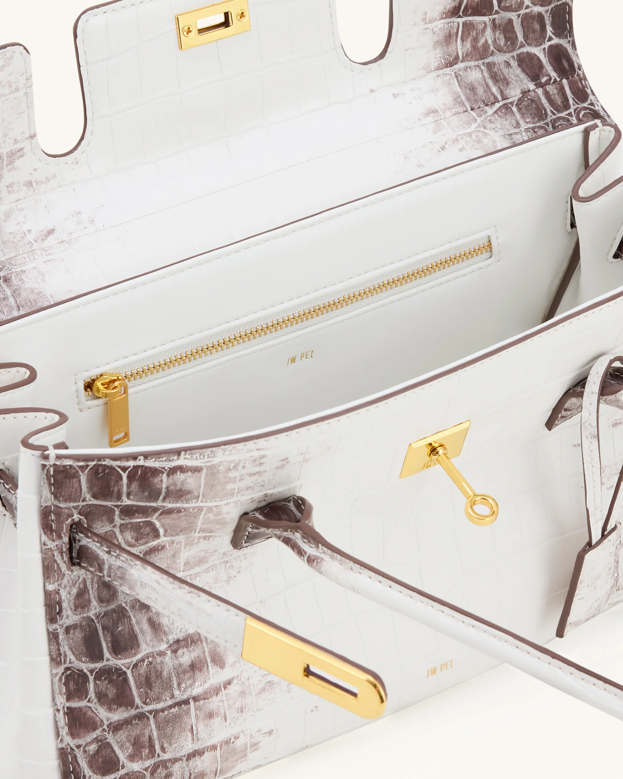 Yara Shoulder Bag - White Croc - Image 4