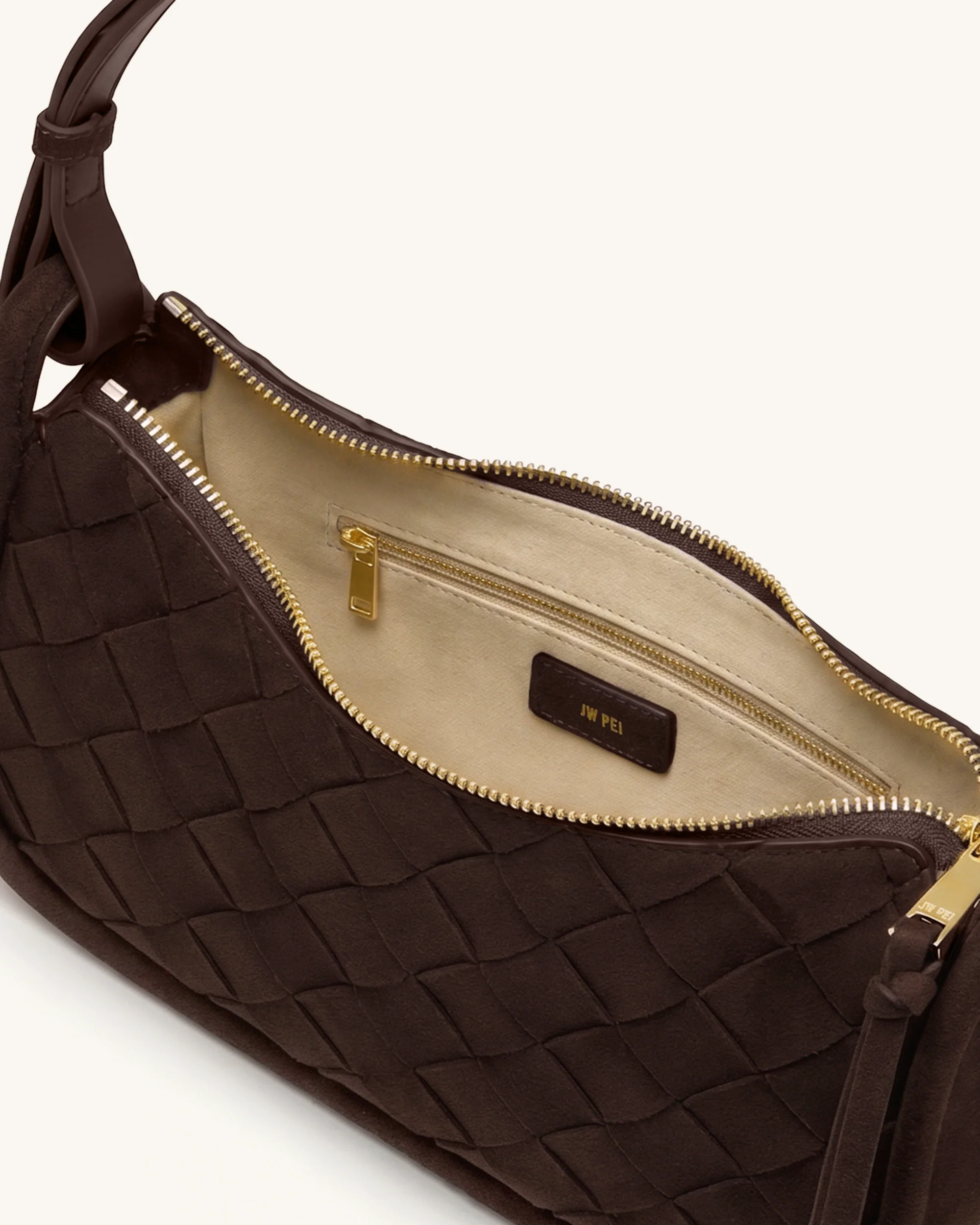 Zirelle Woven Faux Suede Hobo Bag - Brown - Image 4