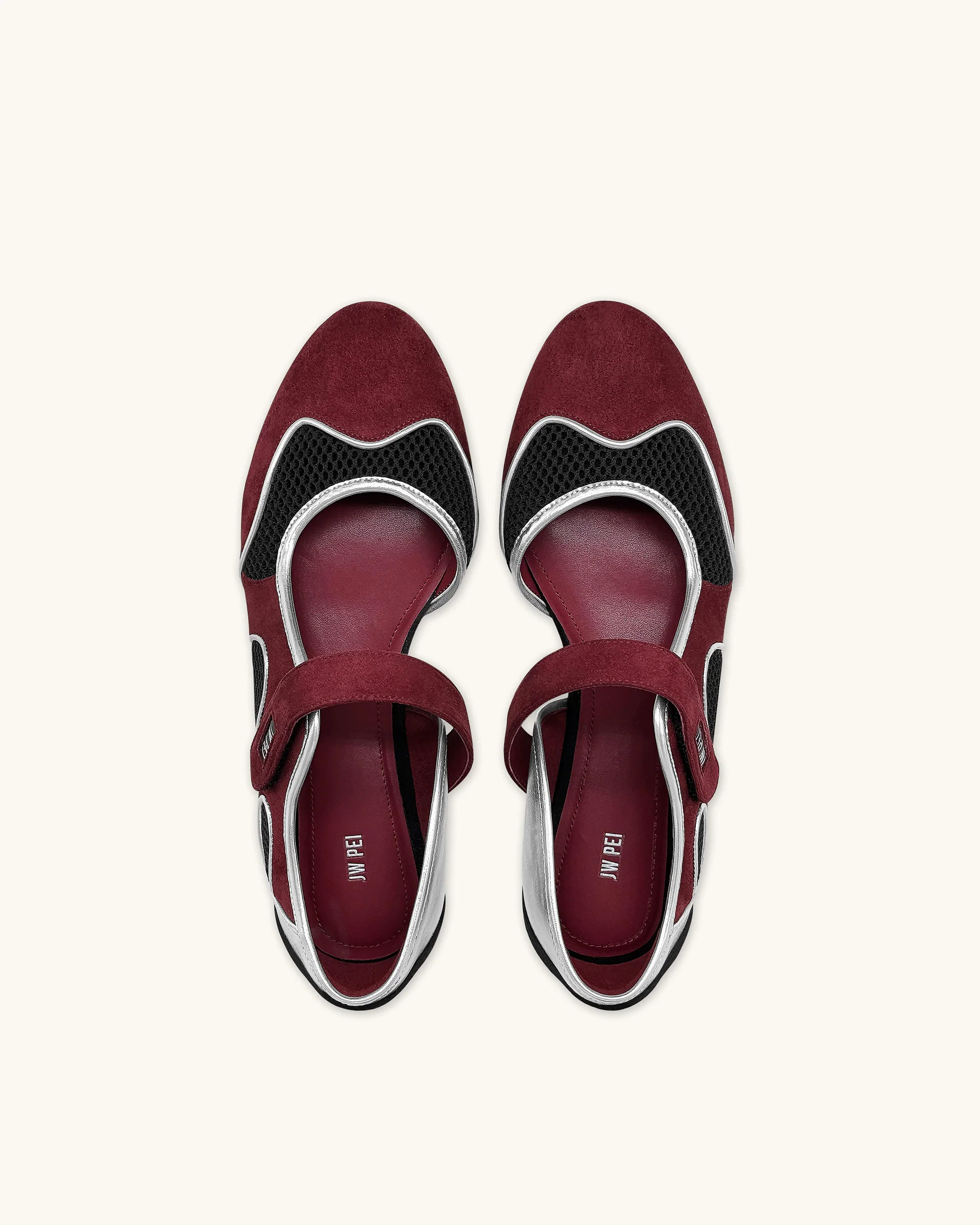 Zoe Mary Janes Flats – Burgundy Black - Image 3