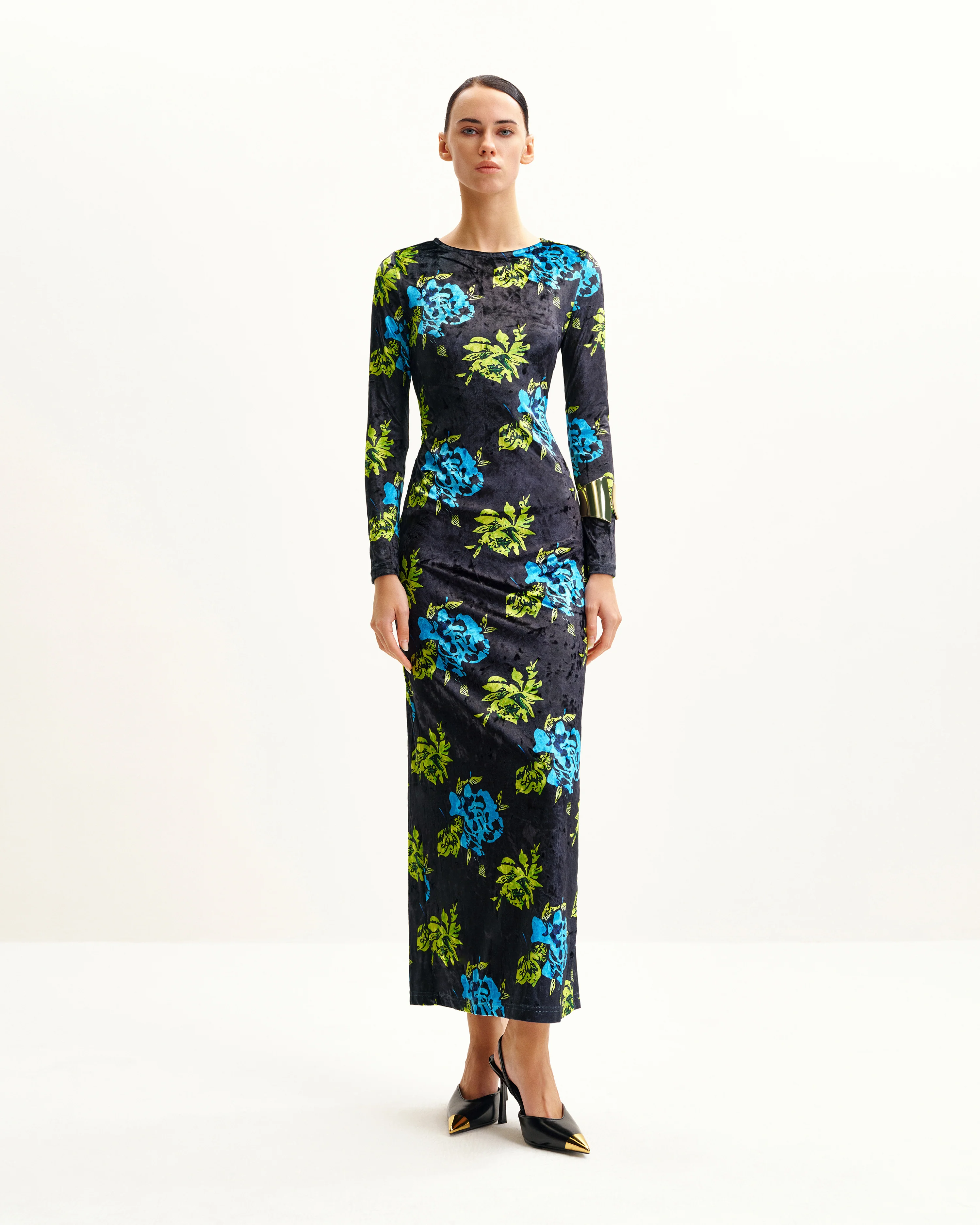 Zoe Vibrant Floral Long Sleeve Gown - Multicolor